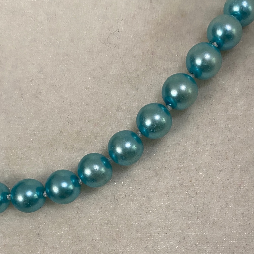 Tiffany Blue Teal Freshwater Cultured Pearl Necklace & Bracelet Set - Picture 7 of 16